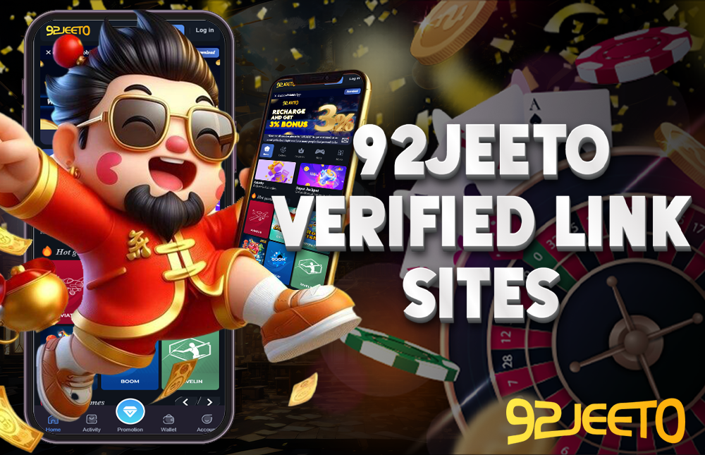 A picture of a man holding a cellphone showing the Verified 92Jeeto Sites.